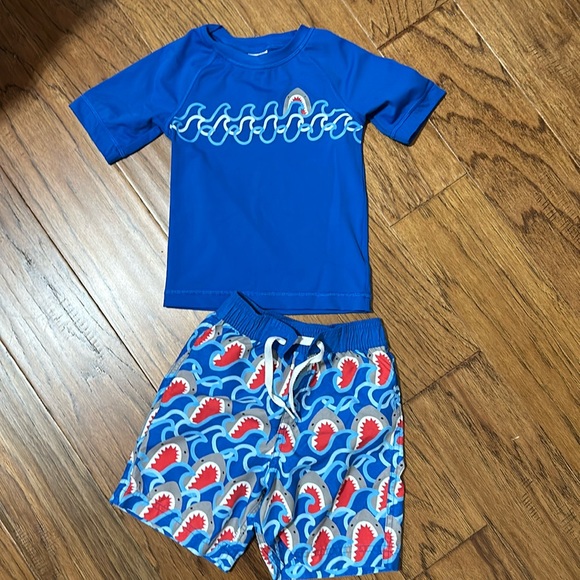 VGUC Hanna Andersson Swim Trunks and Rash Guard Size 3 - Picture 1 of 3
